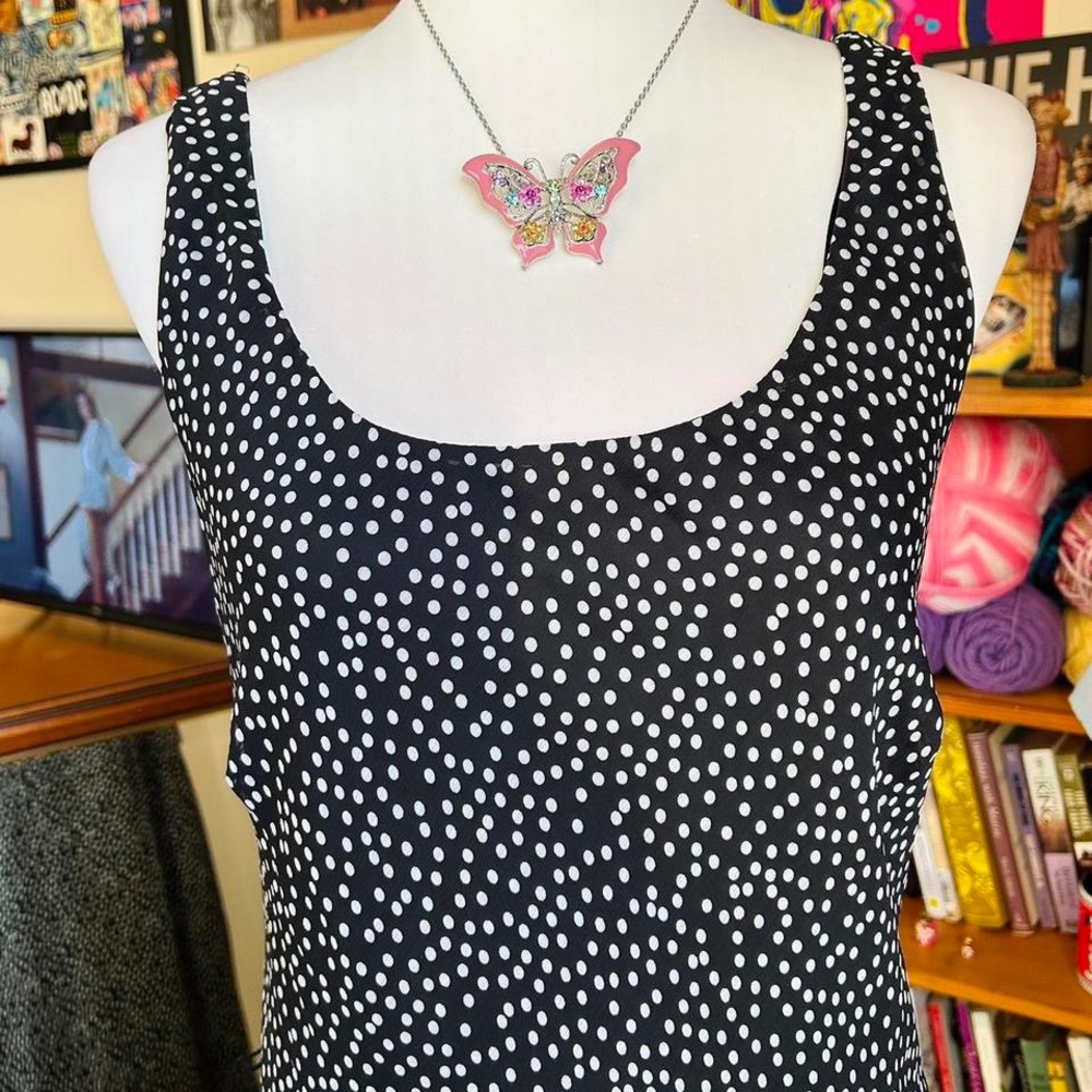 Black Polka Dot Sleeveless Tank Top